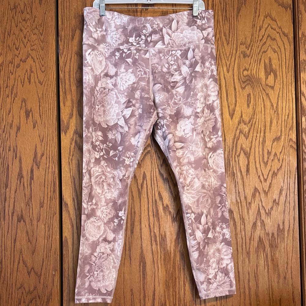 Athleta Floral Print Leggings - Brown and Cream